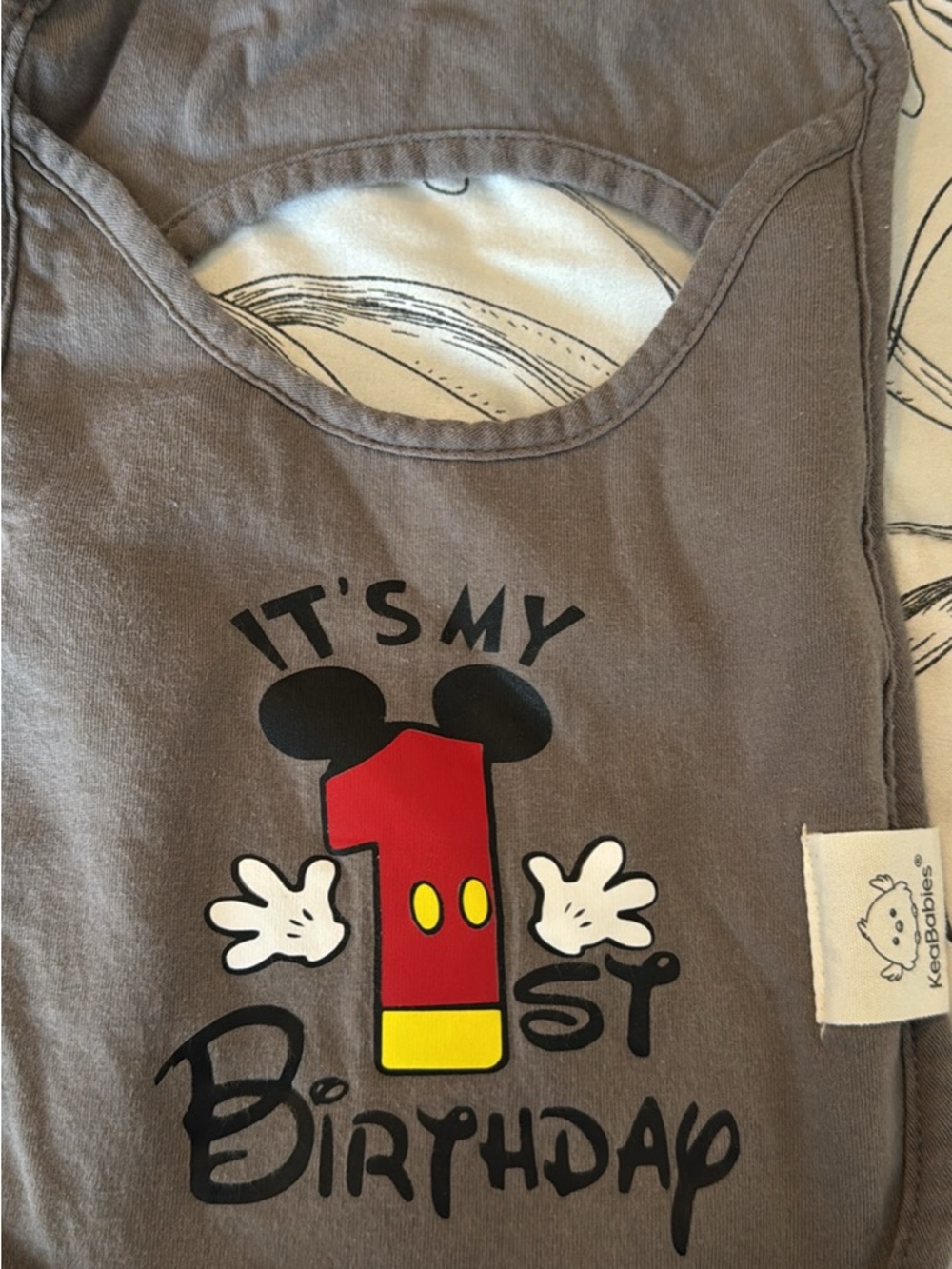 Baby 1st Birthday Bodysuit with Mouse Graphic - Gray & Red